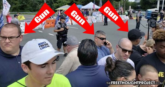 David Hogg Photographed at Rally Calling for Gun Bans Reportedly Surrounded by Guns