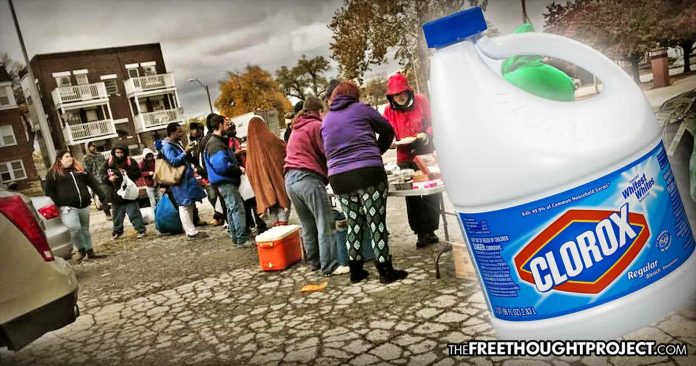 Kansas City: Gov’t Denies Homeless People Food by Raiding Charity, Pouring Bleach on Food to Destroy It