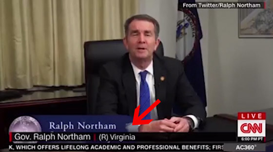 Fake News CNN Mis-Labels Racist Virginia Dem Governor as a Republican During His Video Statement