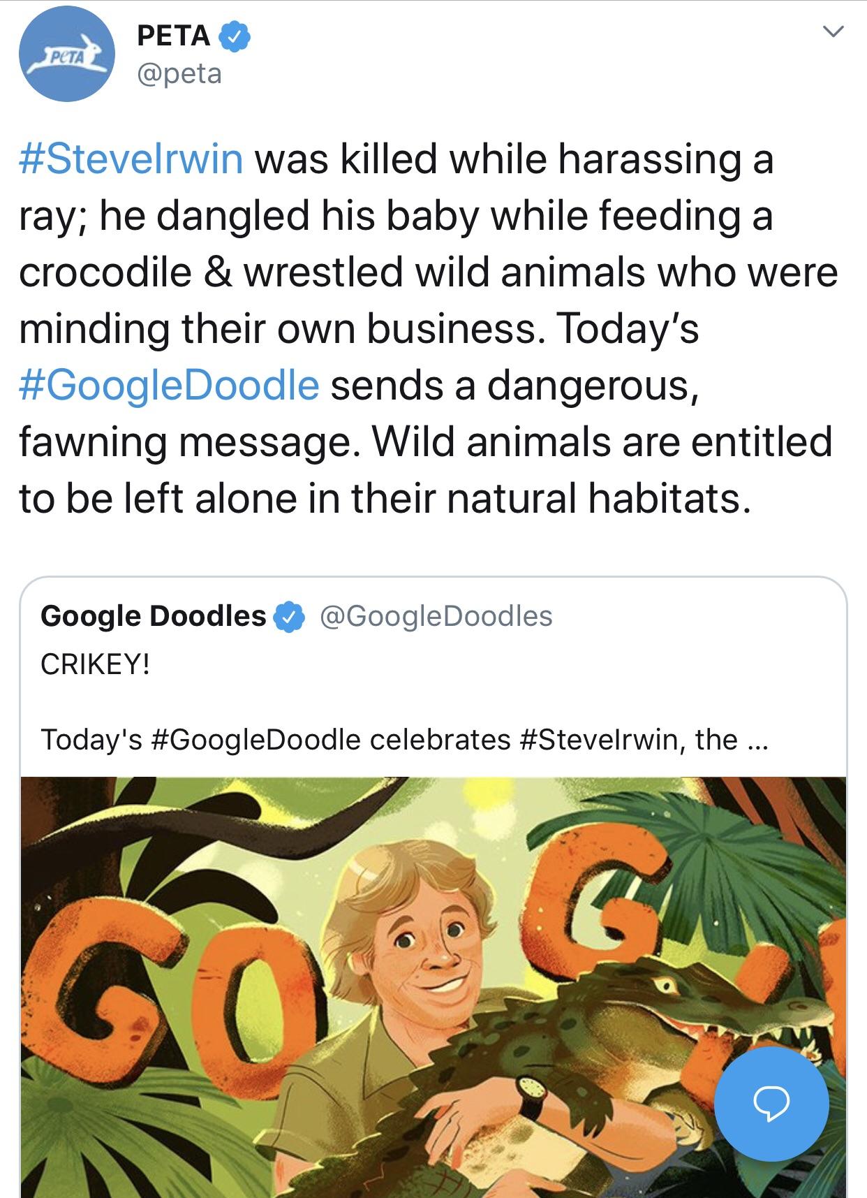 PETA In Hot Water Over Steve Irwin Tweet