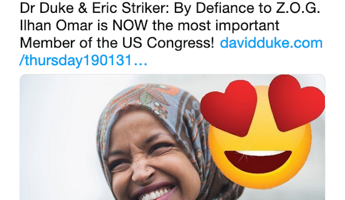 Former KKK Grand Wizard David Duke Proudly Endorses Ilhan Omar, “Most Important Member of the US Congress!”