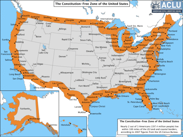 DHS Eliminates 197 Million People’s 4th Amendment Rights In “Constitution Free Zones”