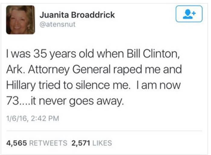 Woman Reminds America that Bill Clinton Raped Her & Hillary tried to Silence Her