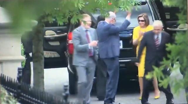 Schumer & Pelosi Filmed Cheering After Leaving White House Meeting On Iran