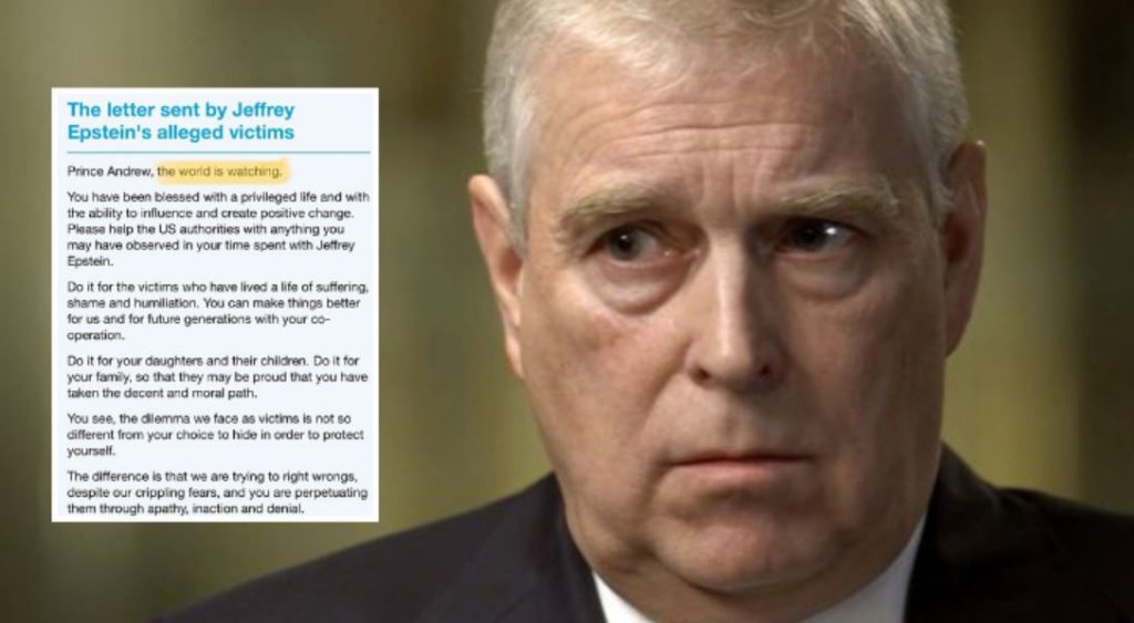 Four Epstein Victims Write Open Letter to Prince Andrew Urging Him to Talk to the FBI