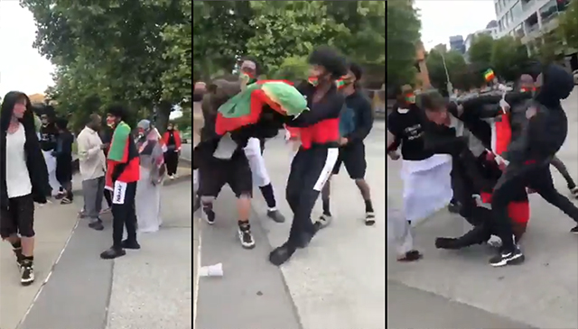 Seattle: African Immigrants Flying Flag of Terrorist Separatist Group Beat White Man in The Street
