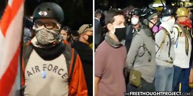 WATCH: Veterans Form Human ‘Wall’ to Protect Portland Protesters from Police