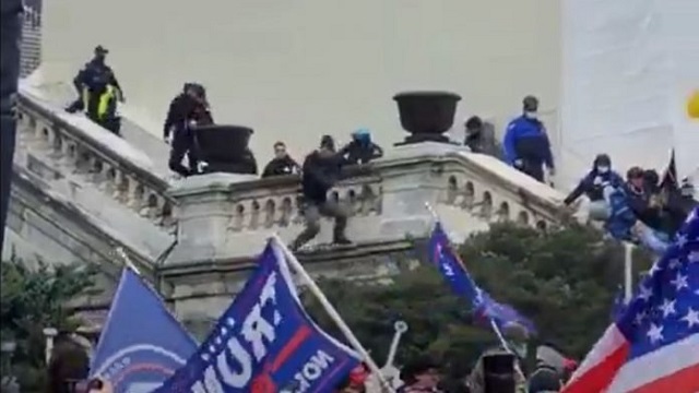 Video Shows Police Push Protester Off A Balcony At DC Capitol; Police Chief Admits 3 More Deaths In Addition to Ashli Babbitt