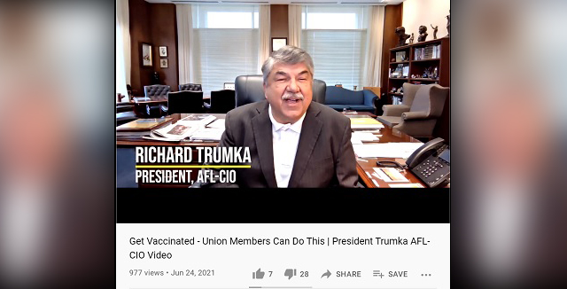 AFL-CIO President Richard Trumka ‘Dies Unexpectedly’ of Heart Attack 1 Week After Backing Vax Mandates