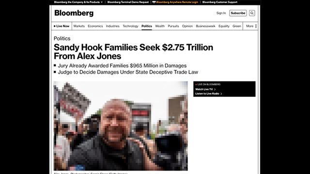 Sandy Hook Families Seek $2.75 TRILLION in Damages From Alex Jones
