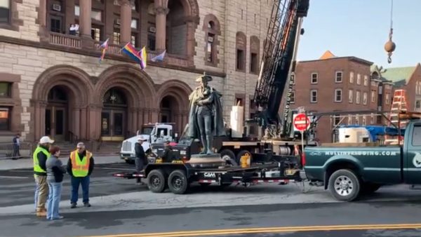 With Pride Flags Flying from Albany City Hall, Century-old Statue of Revolutionary War Hero General Philip Schuyler Removed Because He Was a White Man Who Built America